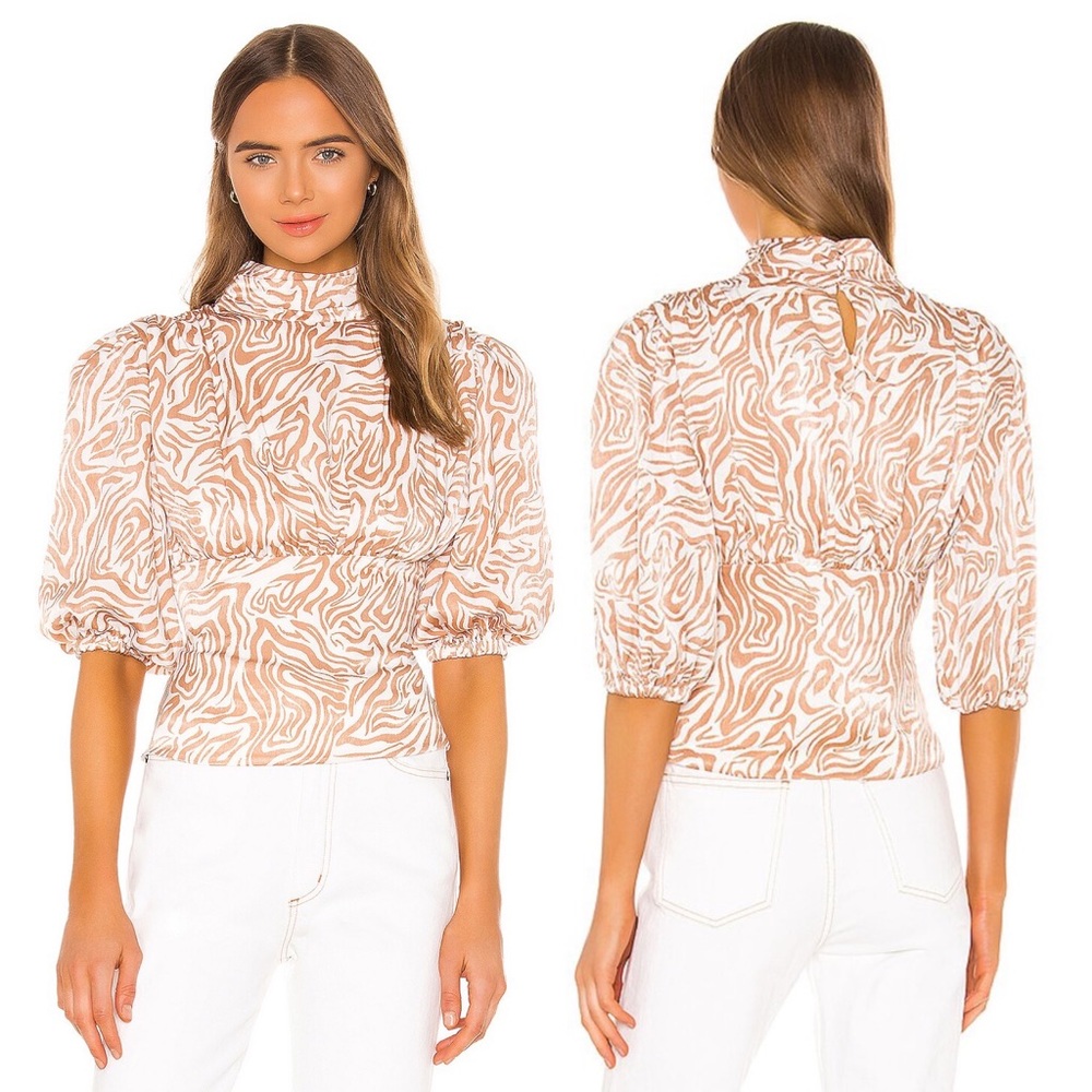 Song of Style from Revolve Teagan Top in Tan Zebra Animal Print Size M NWT